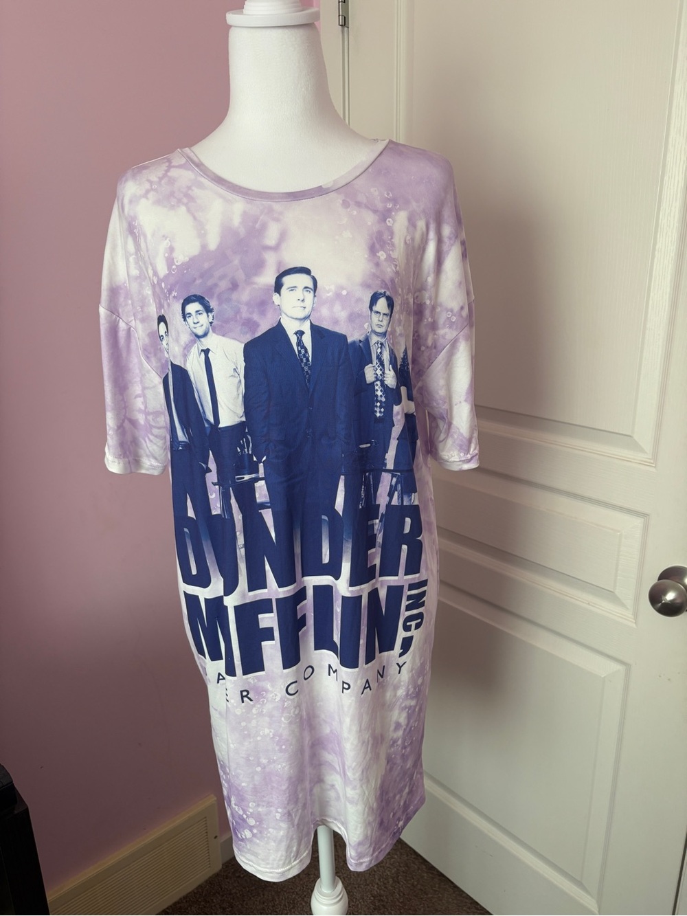 The Office Tie-Dye Sleep T-Shirt Dress in Lavender